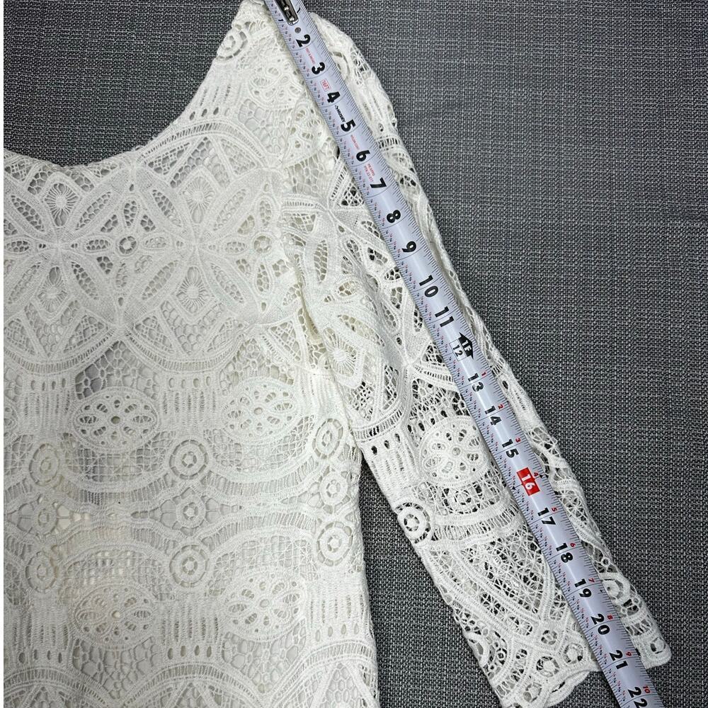 NWT Sezane Sarah Robe Crochet Eyelet 3/4 Sleeve Mini Dress (38) Ecru Cream - Picture 9 of 10